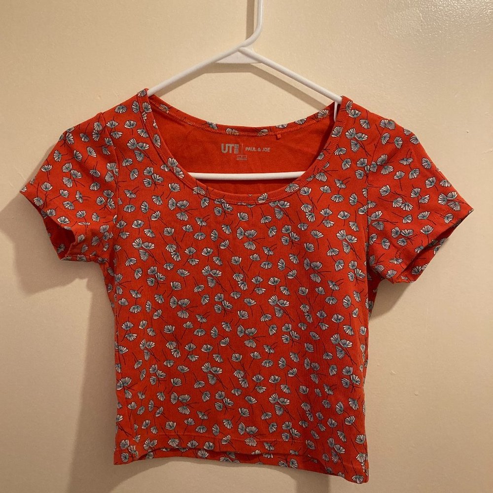 Red Floral Pattern UNIQLO X Paul & Joe Crop Top Size S